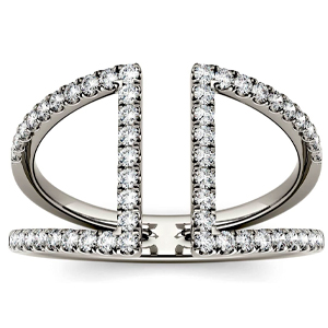 Charles & Colvard Forever One anillo grande - Oro blanco 14K - Moissanita de 1.3 mm de talla redonda, 0.54 ct. DEW