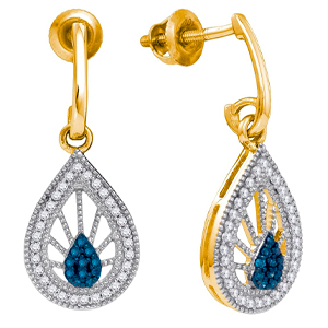 Dazzling Rock Collection Women 's 1/4 Carat Blue Diamond Fashion Earring