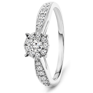 Miore anillo sortija de compromiso para mujer oro blanco 9kt 375 con diamantes talla brillante 0,30 ct