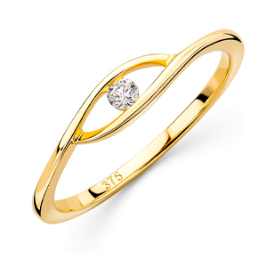Orovi Joya para mujer, anillo de oro amarillo de 0,05 quilates, diamante solitario de compromiso de 9 quilates (375) y diamante brillante.
